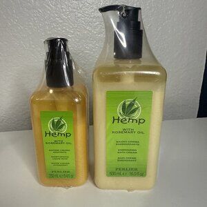 Perlier Hemp With Rosemary Moisturizing Liquid Soap and Energizing Bath Cream